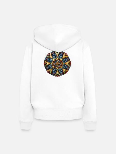 Blumenmandala Kaleidoskop - Frauen Premium Bio Zip Hoodie - Weiß