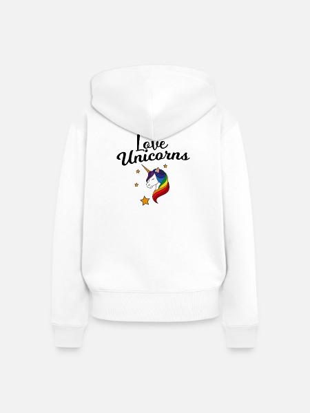 Regenbogen Einhorn Sternenzauber - Frauen Premium Bio Zip Hoodie - Weiß