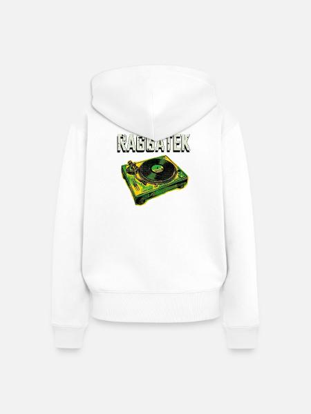 Raggatek Plattenspieler Jamaika - Frauen Premium Bio Zip Hoodie - Weiß