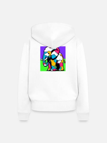 Elefant mit Wolke und Wolken - Frauen Premium Bio Zip Hoodie - Weiß