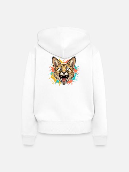 Jaguarkopf mit Farbspritzer - Frauen Premium Bio Zip Hoodie - Weiß