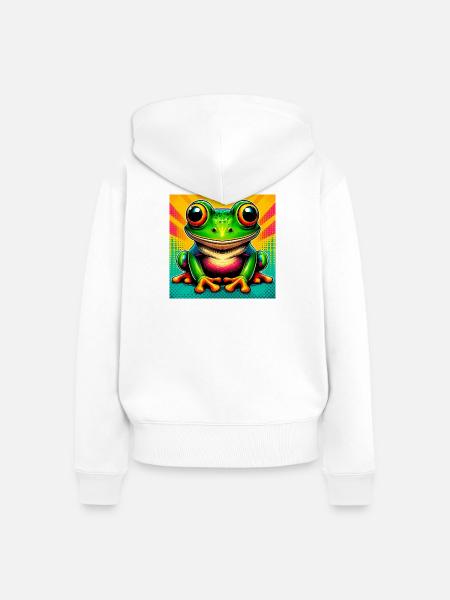 Frosch - Frauen Premium Bio Zip Hoodie - Weiß