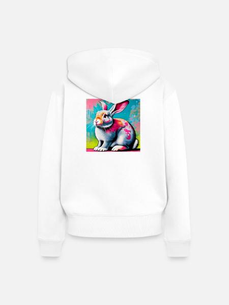 Kaninchen - Frauen Premium Bio Zip Hoodie - Weiß