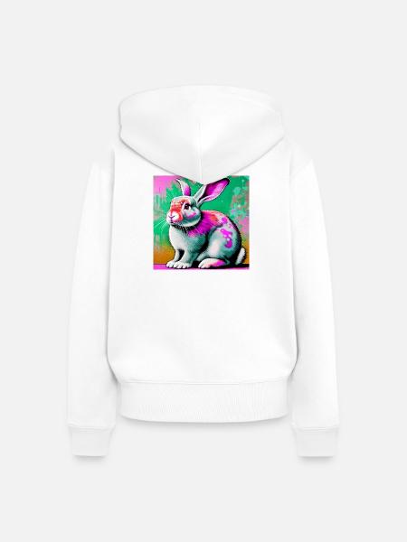 Kaninchen - Frauen Premium Bio Zip Hoodie - Weiß