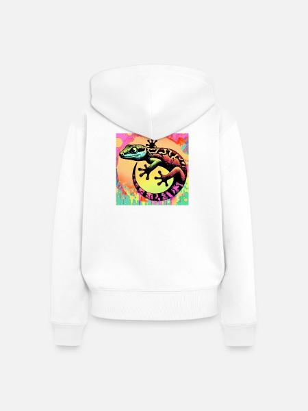 Gecko - Frauen Premium Bio Zip Hoodie - Weiß