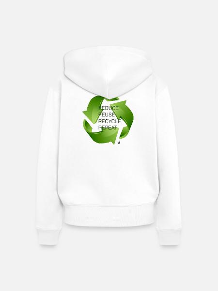 Drei grüne recycling Pfeile Abbildung - Frauen Premium Bio Zip Hoodie - Weiß