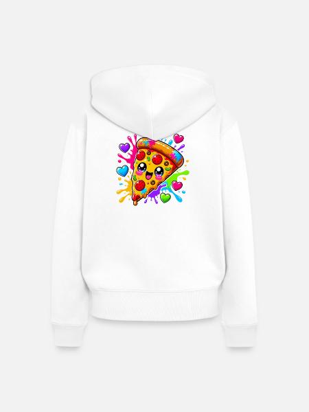 Niedliches Pizzastück - Frauen Premium Bio Zip Hoodie - Weiß