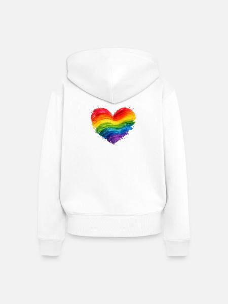Buntes Regenbogen-Herz | Pride Acryl-Kunst - Frauen Premium Bio Zip Hoodie - Weiß
