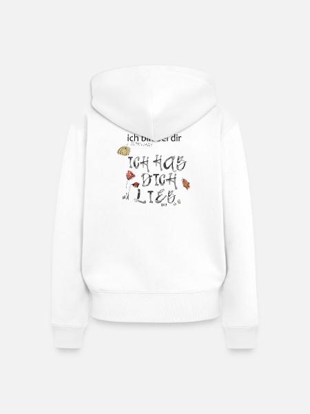 Ich hab dich lieb - Frauen Premium Bio Zip Hoodie - Weiß