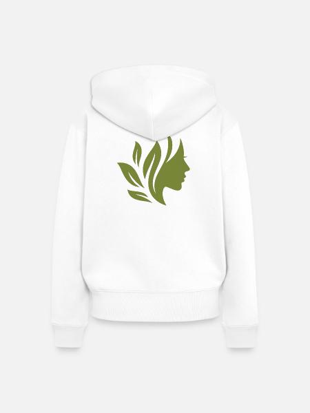 Grüne Frau mit Blättern im Haar - Frauen Premium Bio Zip Hoodie - Weiß