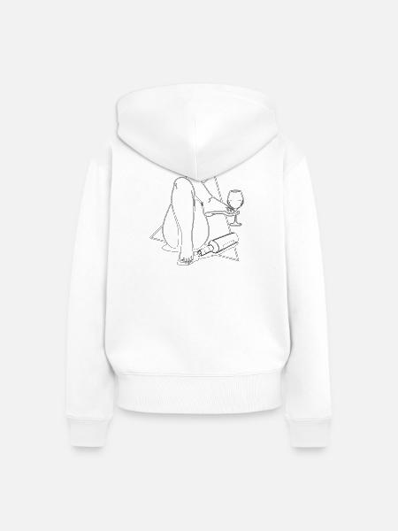 Wein Chill Out Female - Frauen Premium Bio Zip Hoodie - Weiß