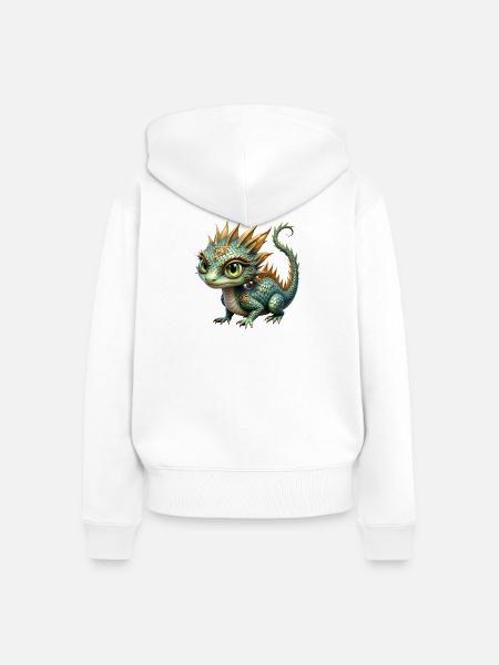 Verzierter Smaragd-Drache - Frauen Premium Bio Zip Hoodie - Weiß