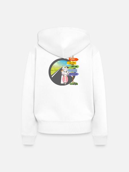 Verspielte Katzen-Roadtrip-Einheit - Frauen Premium Bio Zip Hoodie - Weiß
