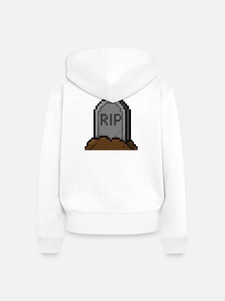 RIP Pixel Grabstein - Frauen Premium Bio Zip Hoodie - Weiß