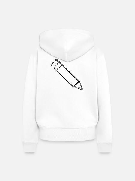Bleistift handgezeichnet - Frauen Premium Bio Zip Hoodie - Weiß