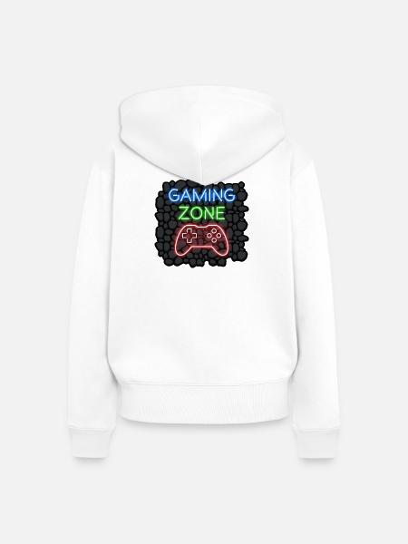 Gaming Zone Design für Gamer Zocker - Frauen Premium Bio Zip Hoodie - Weiß