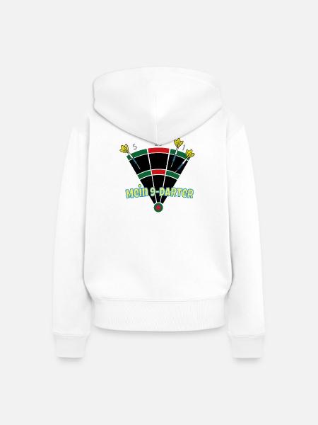 Mein 9-Darter  - Frauen Premium Bio Zip Hoodie - Weiß