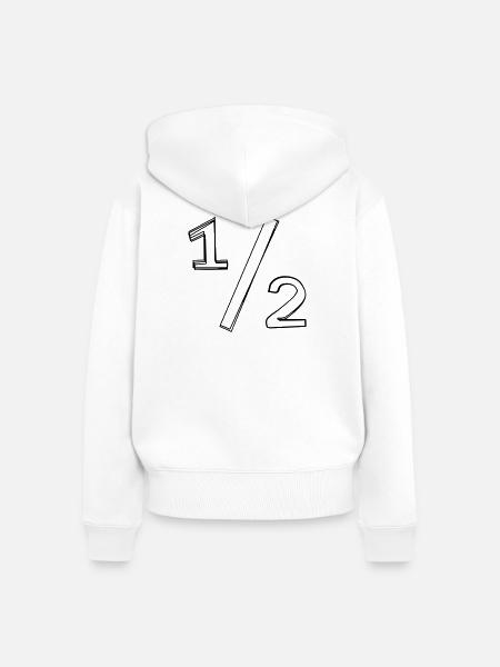 Bruchzahl ½ handgezeichnet - Frauen Premium Bio Zip Hoodie - Weiß