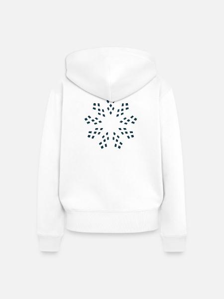 Dunkelblaue Geometrische Schneeflocke - Frauen Premium Bio Zip Hoodie - Weiß