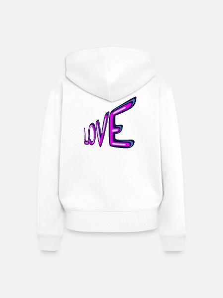 Liebe Neon-Schriftzug - Frauen Premium Bio Zip Hoodie - Weiß