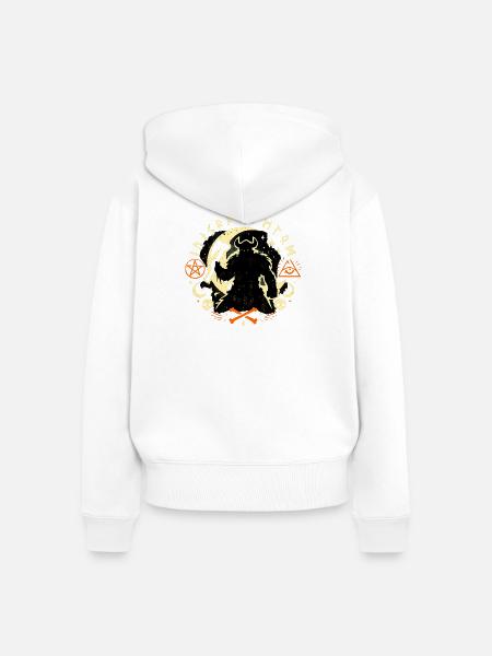 Monddämonen Krieger - Frauen Premium Bio Zip Hoodie - Weiß