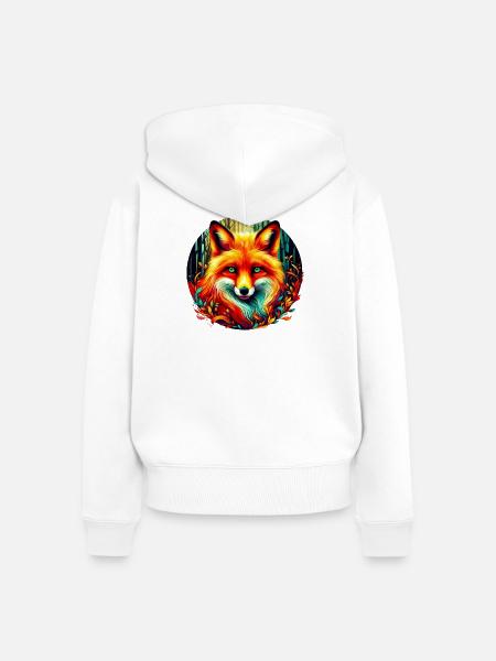 Fuchs - Frauen Premium Bio Zip Hoodie - Weiß