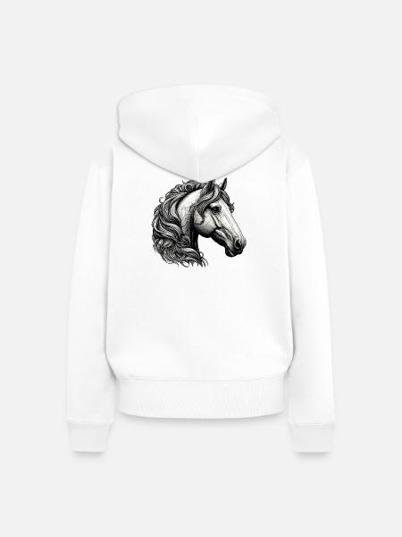 Pferd - Frauen Premium Bio Zip Hoodie - Weiß
