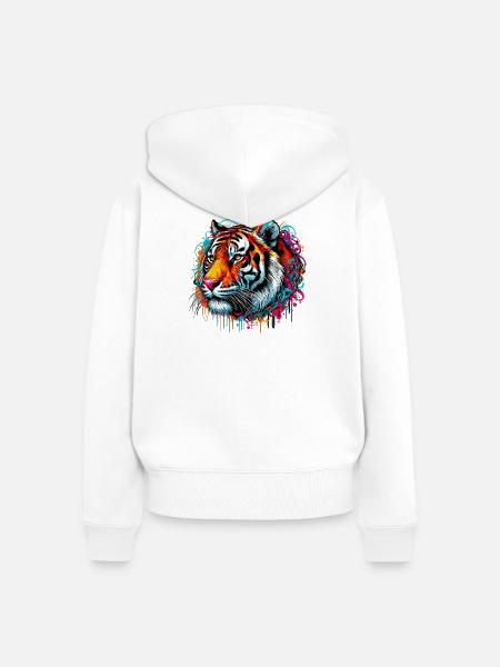 Tiger - Frauen Premium Bio Zip Hoodie - Weiß