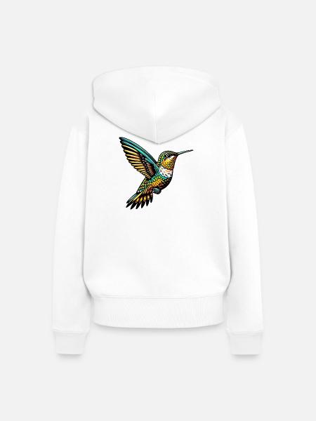 Kolibri - Frauen Premium Bio Zip Hoodie - Weiß