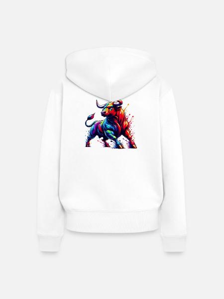 Stier - Frauen Premium Bio Zip Hoodie - Weiß