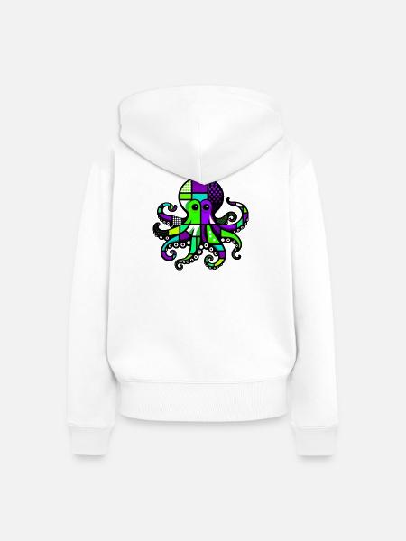 Krake - Frauen Premium Bio Zip Hoodie - Weiß