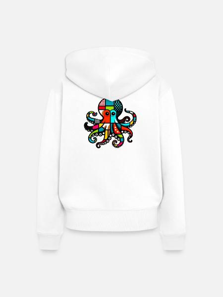 Krake - Frauen Premium Bio Zip Hoodie - Weiß