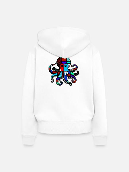 Krake - Frauen Premium Bio Zip Hoodie - Weiß