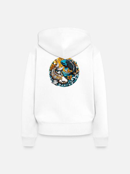 Koi-Karpfen - Frauen Premium Bio Zip Hoodie - Weiß