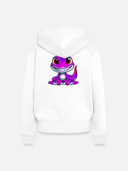 Gecko - Frauen Premium Bio Zip Hoodie - Weiß