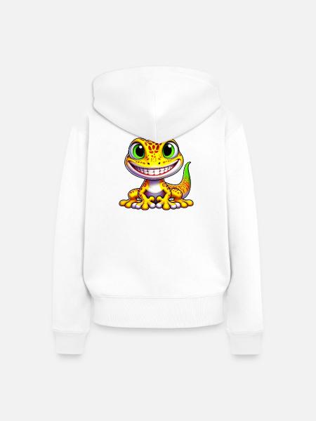 Gecko - Frauen Premium Bio Zip Hoodie - Weiß
