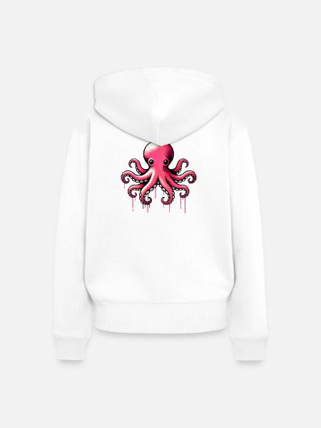 Krake - Frauen Premium Bio Zip Hoodie - Weiß
