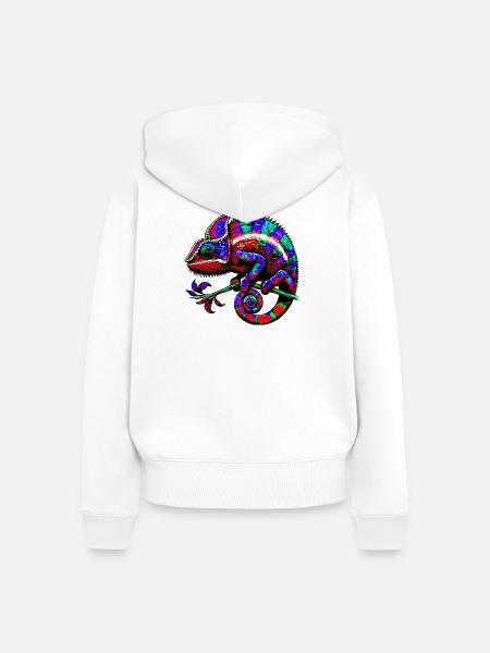 Chamäleon - Frauen Premium Bio Zip Hoodie - Weiß