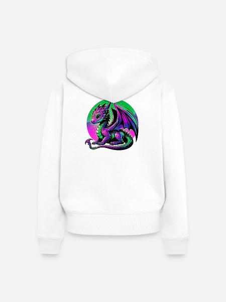 Drache - Frauen Premium Bio Zip Hoodie - Weiß