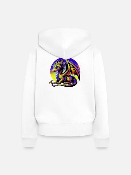 Drache - Frauen Premium Bio Zip Hoodie - Weiß