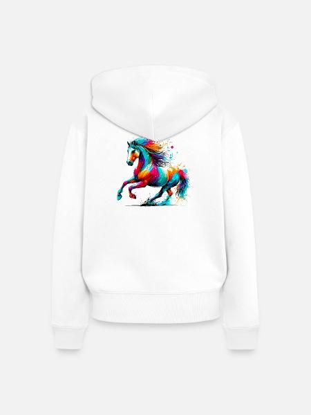 Pferd - Frauen Premium Bio Zip Hoodie - Weiß