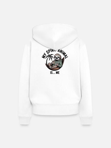 Mein Geisttier ist mein Faultier - Frauen Premium Bio Zip Hoodie - Weiß