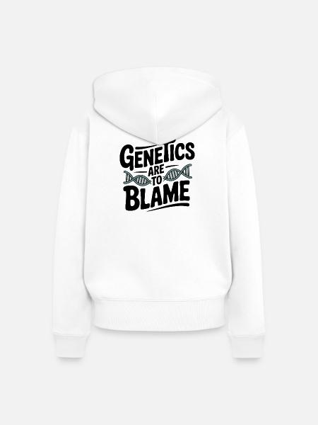 Die Genetik ist schuld - Frauen Premium Bio Zip Hoodie - Weiß