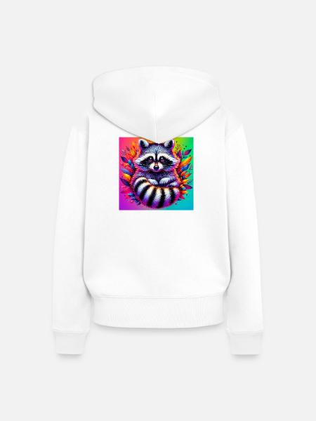 Waschbär - Frauen Premium Bio Zip Hoodie - Weiß