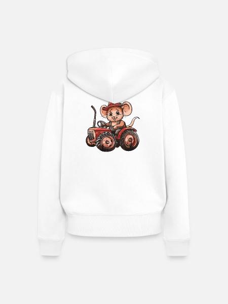 Maus Traktor Farmer - Frauen Premium Bio Zip Hoodie - Weiß