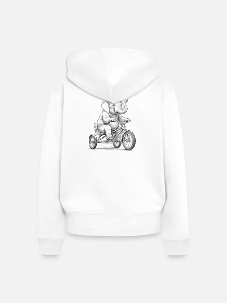 Elefant auf einem Dreirad - Frauen Premium Bio Zip Hoodie - Weiß