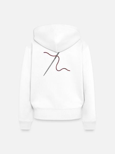 Nadel und Faden Ornament - Frauen Premium Bio Zip Hoodie - Weiß