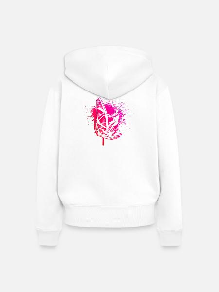Kurz und klar Windsurfing - Frauen Premium Bio Zip Hoodie - Weiß