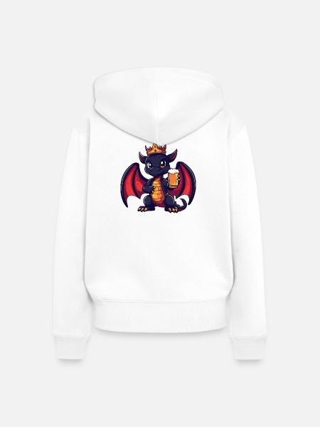 Drache Bier König - Frauen Premium Bio Zip Hoodie - Weiß