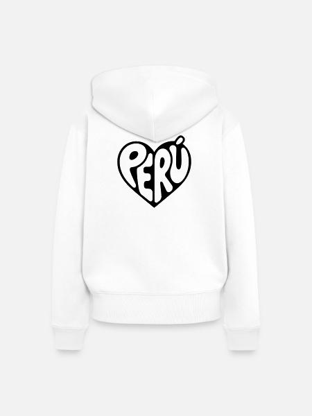 Peru Herz Typografie - Frauen Premium Bio Zip Hoodie - Weiß